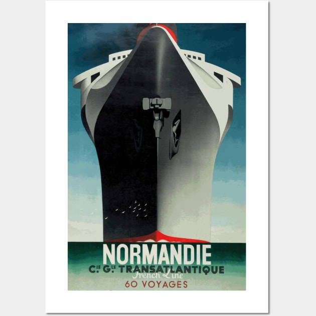 Normandie - French Ocean Liner - Iconic Art Deco Travel Poster Design by A M Cassandre Wall Art by Naves